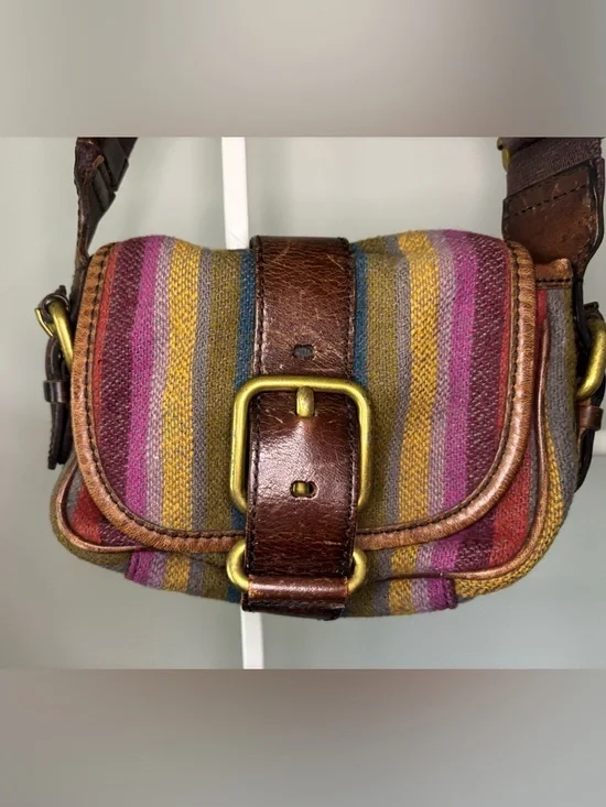 Vintage Fossil Striped Fabric Crossbody with Brown Leather Trim (set of 2) - Picture 13 of 16